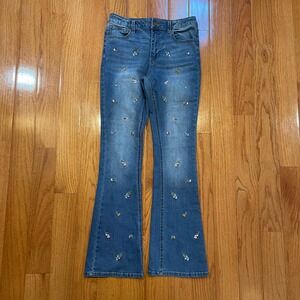 Vanilla Star Girls Flare Jeans Embroidered Flowers Denim Size 14